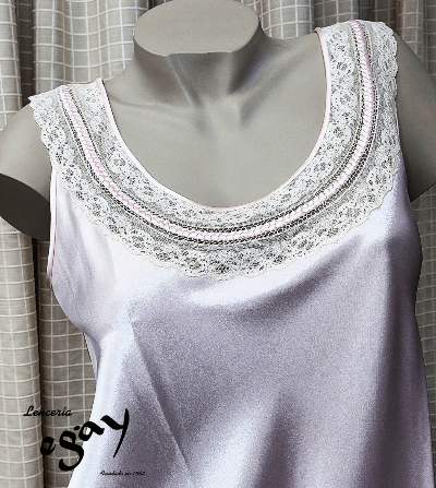 Camisón raso artesanal salmón