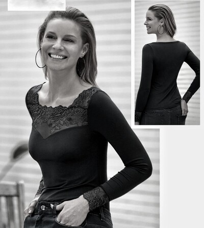 Camiseta modal encaje mujer