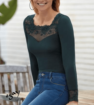Camiseta modal encaje mujer